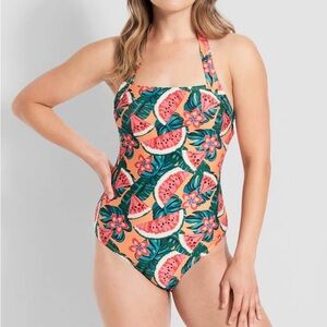 Modcloth The Ava One-Piece Swimsuit Watermelon Print Large